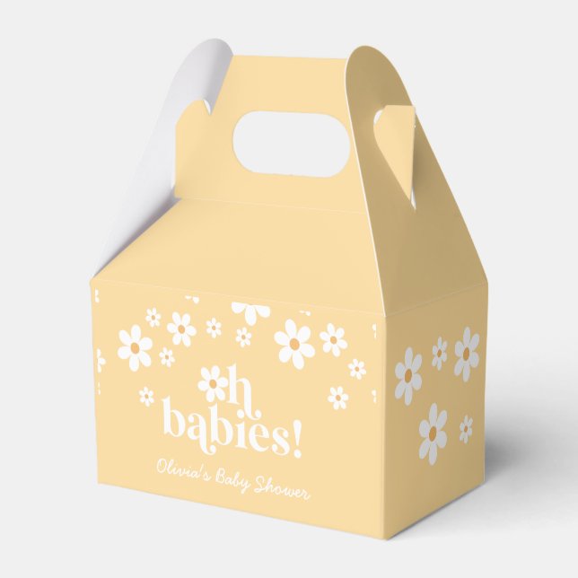 Caixa de Favor para Chá de Bebê Retro Daisy Oh Beb (Frente)