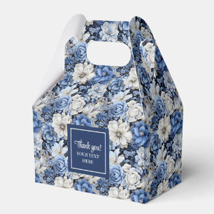 Caixa de Favor Personalizada com Flores Azuis Chic