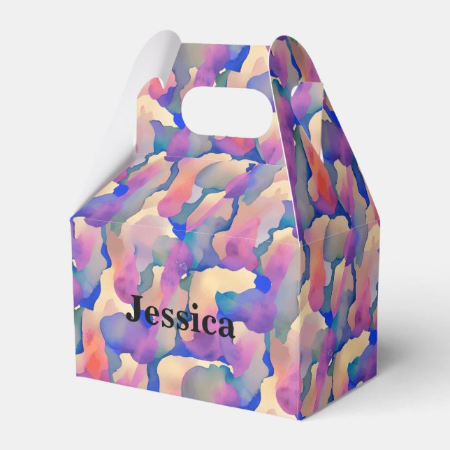 Caixa de Favor Personalizada com Padrão de Aquarel (Frente)