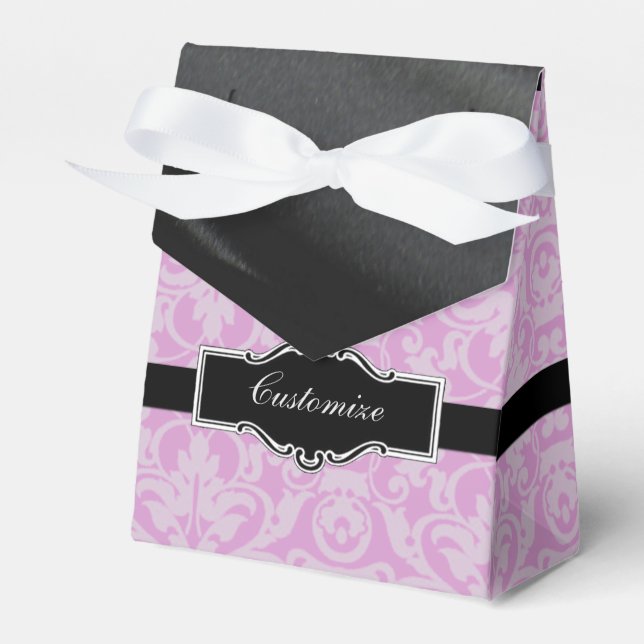Caixa de Favor Personalizada Rosa e Preta de Damas (Frente)