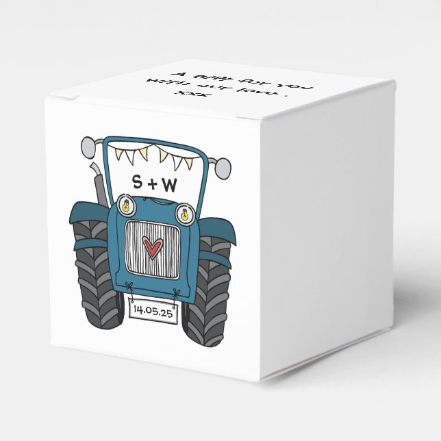 Caixa de Favor Personalizada Tema Casamento Trator (Frente)