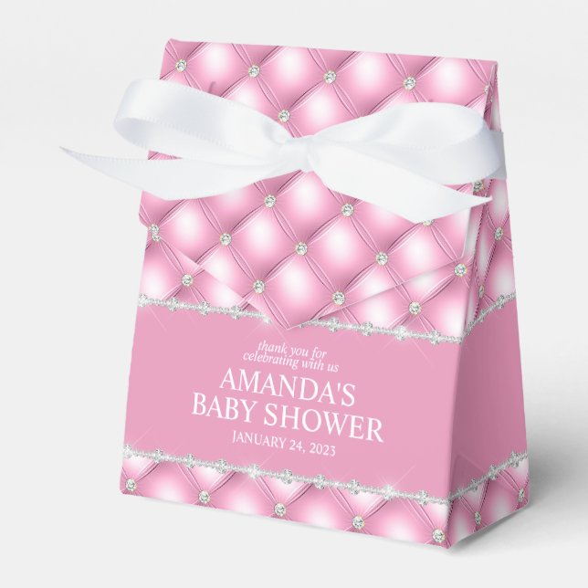 Caixa de Favor Rosa e Prata com Tufo de Luxo (Frente)