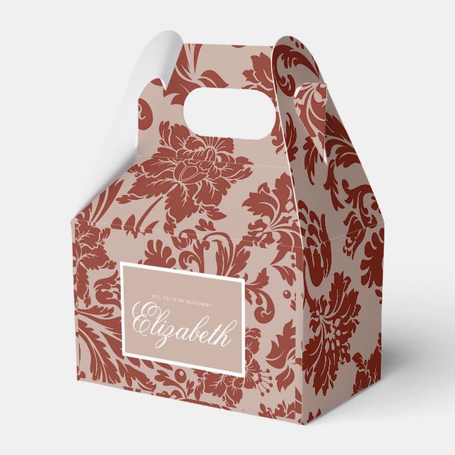 Caixa de favorecimento personalizado do damasco de (Frente)