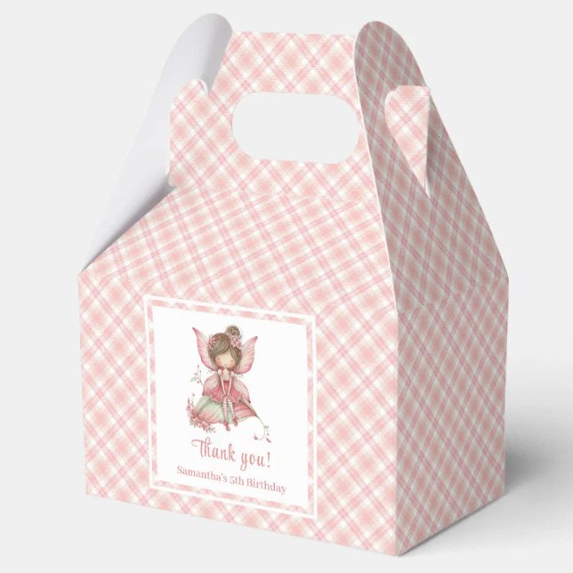 Caixa de Favorita Menina Flores Fada Rosa Bege Mág (Magical Blush Pink Fairy Flowers Girl Favor Box)