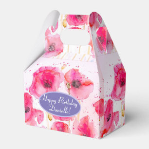 Caixa de Favorito de Bolo de Chá Floral Papoula Ve