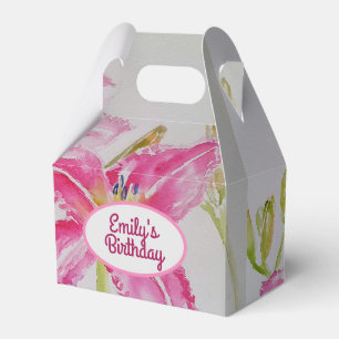 Caixa de Favorito de Bolo de Noiva Floral de Lírio