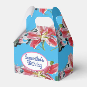 Caixa de Favorito de Bolo de Noiva Floral de Lírio