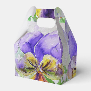Caixa de Favorito de Bolo de Noiva Floral Violeta