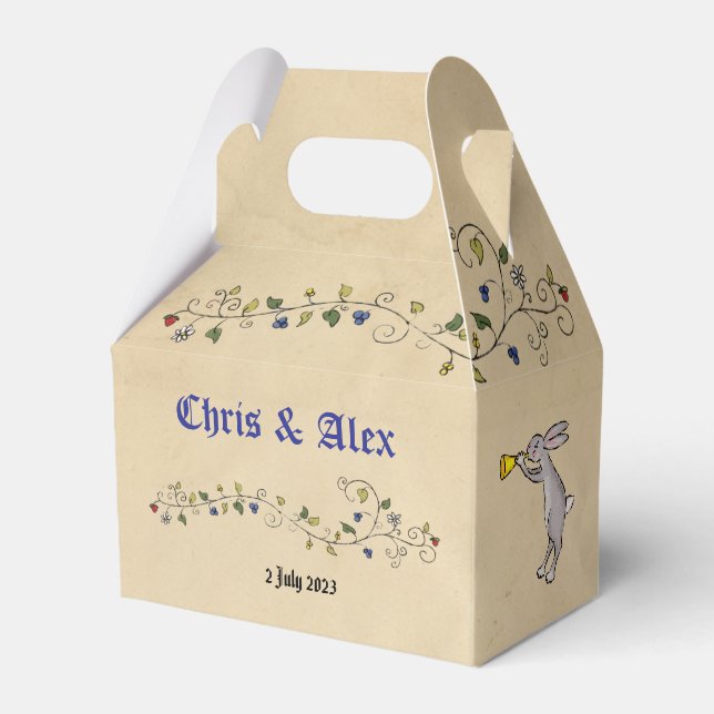 Caixa de favorito de casamento dos animais medieva (Frente)