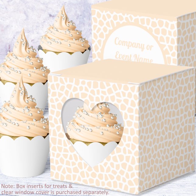 Caixa de Favorito em Terrazzo - Coração de Laranja (Terrazzo - Orange Peach Heart Favor Box - Cupcakes by Leapfroglisics Shop)