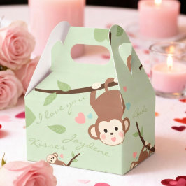 Caixa de Favorito Macaco Cartoon Verde Pastel