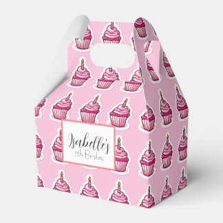 Caixa de Favoritos da Cupcake rosa-branca Tema Bir