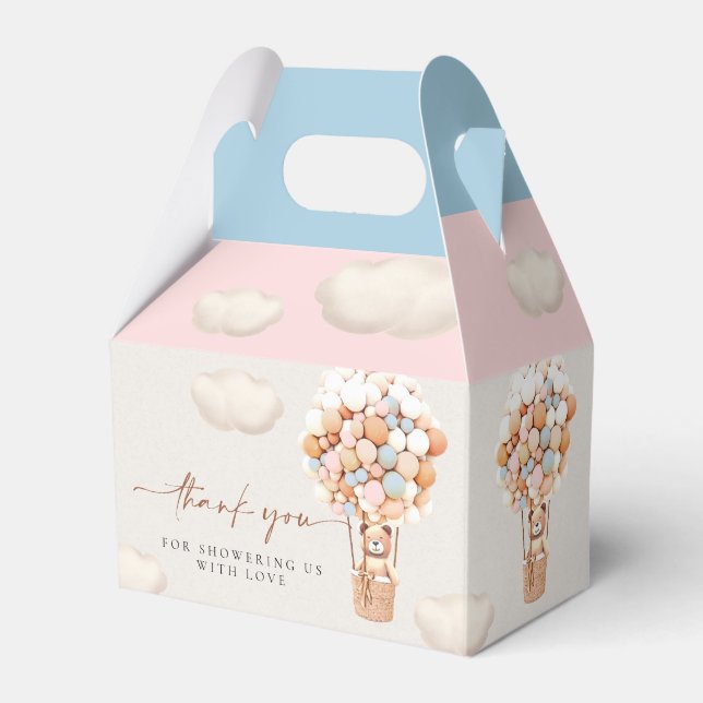 Caixa de Favoritos de Balões de Urso Rosa e Azul (Frente)