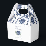 Caixa de Favoritos de Boas-vindas do Casamento tem<br><div class="desc">Caixa de Favoritos do casamento tema damasco. Azul Marinho. Floral.</div>