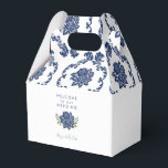 Caixa de Favoritos de Boas-vindas do Casamento tem<br><div class="desc">Caixa de Favoritos do casamento tema damasco. Azul Marinho. Floral.</div>