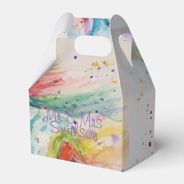 Caixa de Favoritos de Bolo de Casamento em Aquarel (Frente)