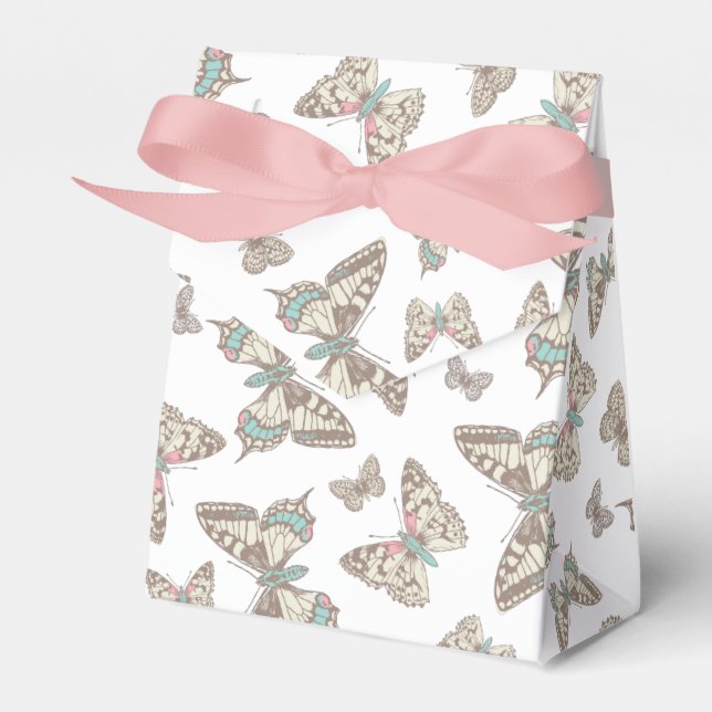 Caixa de favoritos de casamento com padrão borbole (Frente)