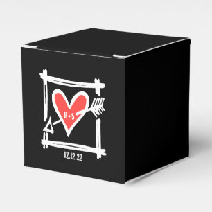 Caixa de Favoritos de Casamento de Coração Preto