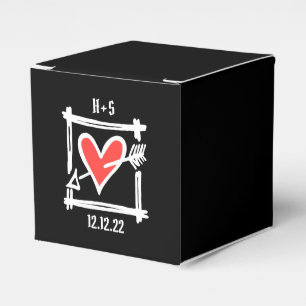 Caixa de Favoritos de Casamento de Coração Preto