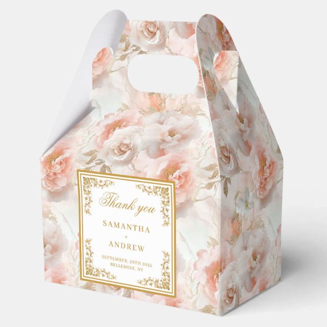 Caixa de Favoritos de Casamento de Dourada Cores d (Minimal Blush Gold Watercolor Wedding Favor Box)