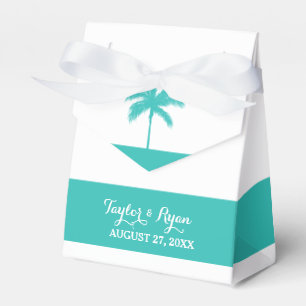 Caixa de Favoritos de Casamento de Palm Tree Aqua