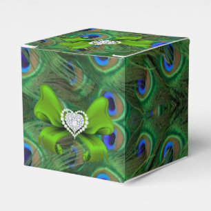 Caixa de Favoritos de Casamento de Peacock Verde