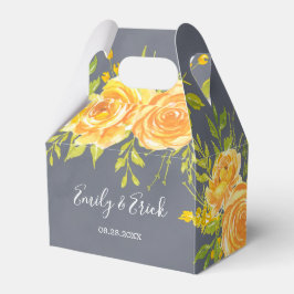 Caixa de Favoritos de Casamento de Peony Amarelo e