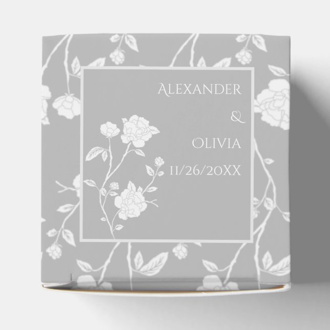 Caixa de Favoritos de Casamento de Rosa cinza (Topo)
