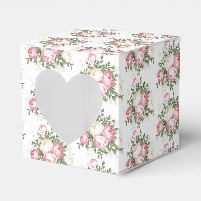 Caixa de Favoritos de Casamento de Rosa com Janela (Frente)