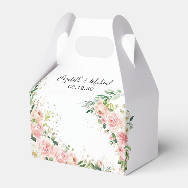 Caixa de Favoritos de Casamento de Rosas Rosa-Esbr (Frente)