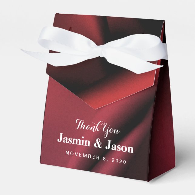 Caixa de Favoritos de Casamento de Seda Vermelha P (Frente)