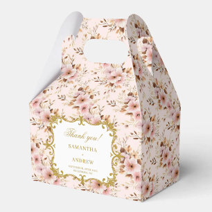 Caixa de Favoritos de Casamento Dourado de Boho co