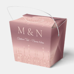 Caixa de Favoritos de Casamento Dourado Rosa de No