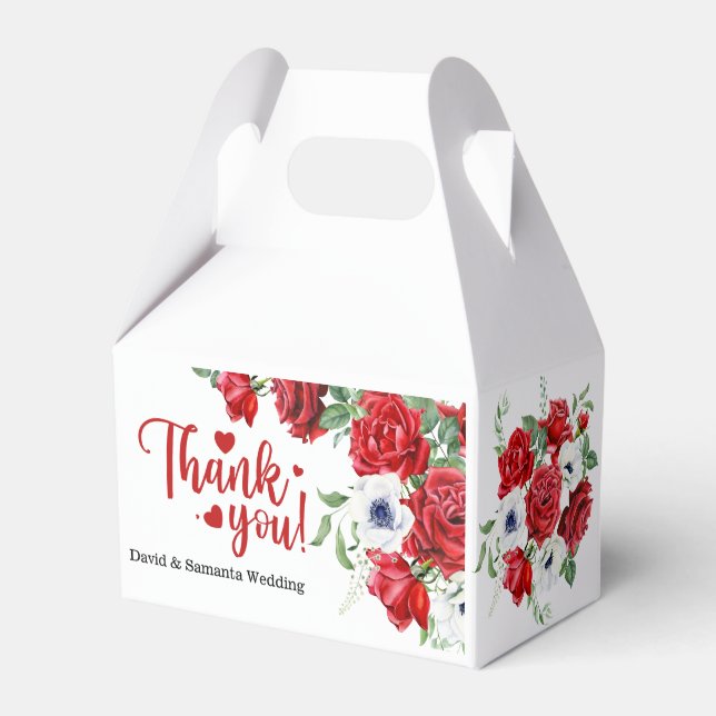 Caixa de Favoritos de Casamento Floral de Cor Verd (Frente)