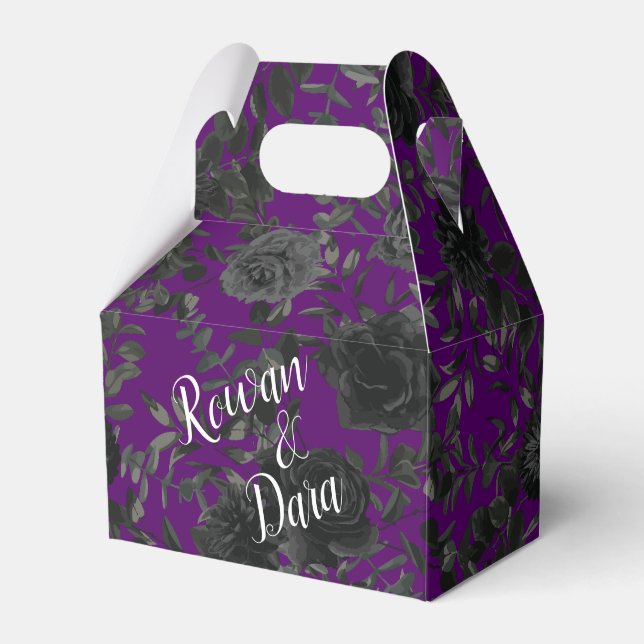 Caixa de Favoritos de Casamento Gótico em Rosa pre (Frente)
