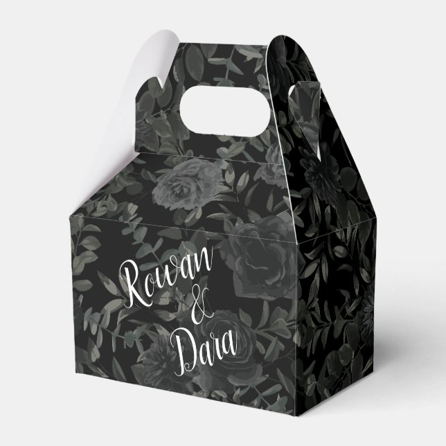 Caixa de Favoritos de Casamento Gótico Rosa-Branco (Frente)