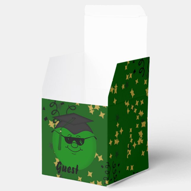 Caixa de Favoritos de Confetti-Sq Verde de Graduaç (Aberto)