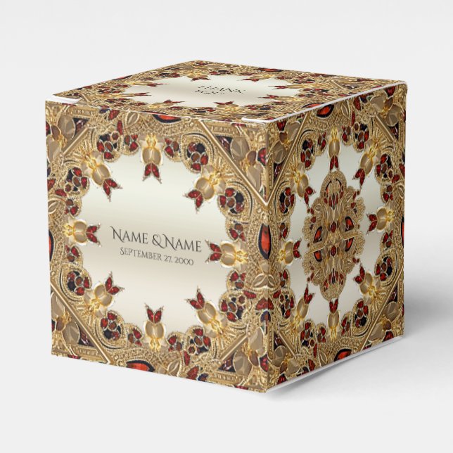 Caixa de Favoritos de Gemstone Vermelho das Flores (Frente)