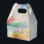 Caixa de Favoritos do Bolo de Casamento de Unicorn<br><div class="desc">Rainbow Unicorn Watercolor Wedding Cake Favor Boxes,  com um nome totalmente personalizável. Projetado a partir de uma das minhas pinturas aquáticas.</div>