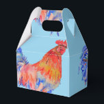 Caixa de Favoritos do Bolo de Galinha Vermelho de<br><div class="desc">Caixas De Favor De Bolo De Casamento De Galo,  Totalmente Personalizáveis. Projetado a partir de uma das minhas pinturas aquáticas.</div>