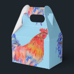 Caixa de Favoritos do Bolo de Galinha Vermelho de<br><div class="desc">Caixas De Favor De Bolo De Casamento De Galo,  Totalmente Personalizáveis. Projetado a partir de uma das minhas pinturas aquáticas.</div>