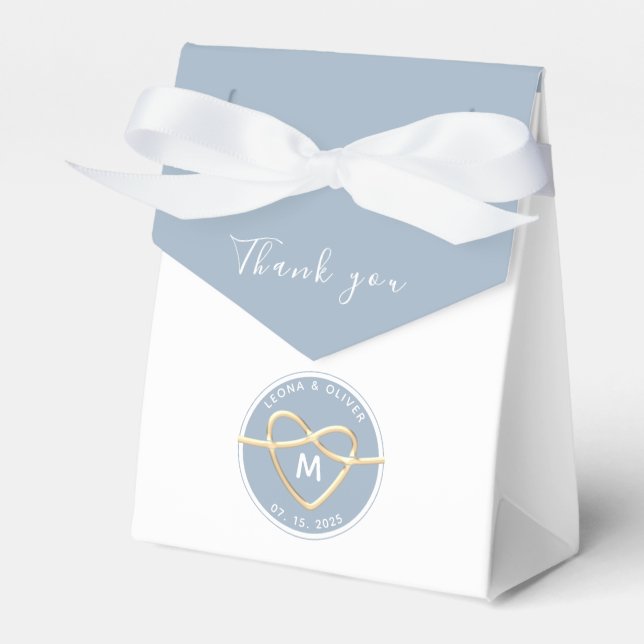 Caixa de Favoritos do Casamento Azul com Dusty Mod (Frente)