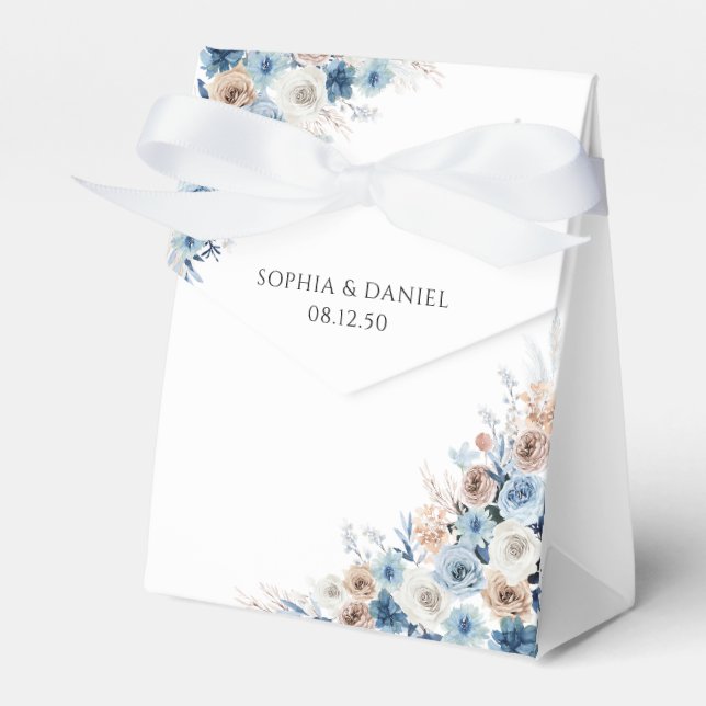 Caixa de Favoritos do Casamento Floral Blue Boho (Frente)