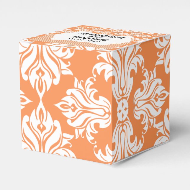 Caixa de Favoritos do Casamento tema damasco branc (Frente)