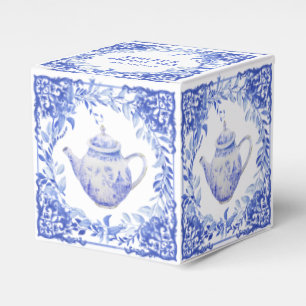 Caixa de Favoritos do Chá de panela Floral Azul e