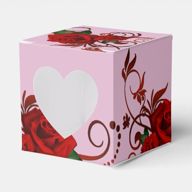 Caixa de Favoritos do Coração Rosa Padrão do Rosa  (Frente)