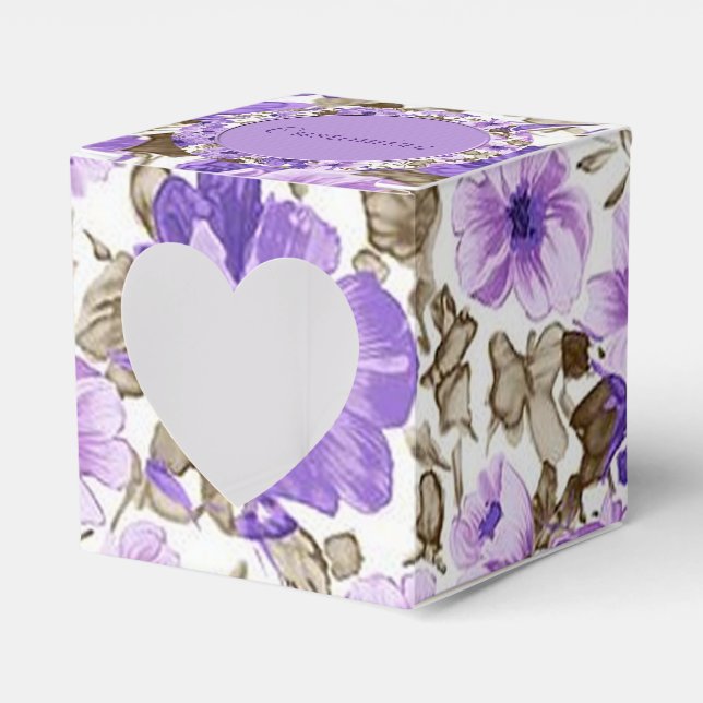 Caixa de Favoritos do Cubo Floral bonito Roxo e Br (Frente)