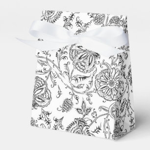 Caixa de Favoritos do Padrão Floral Preto e Branc