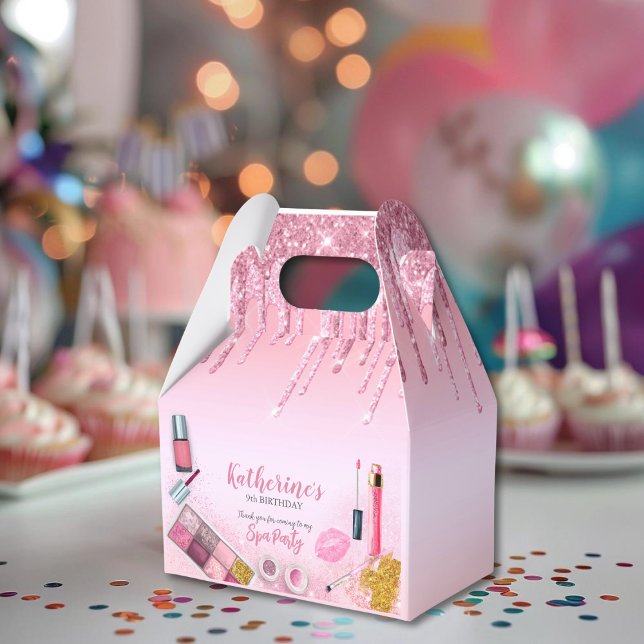 Caixa de Favoritos do Salão de Festa de aniversári (Spa Party Glam Girl Birthday Party Salon Favor Box)