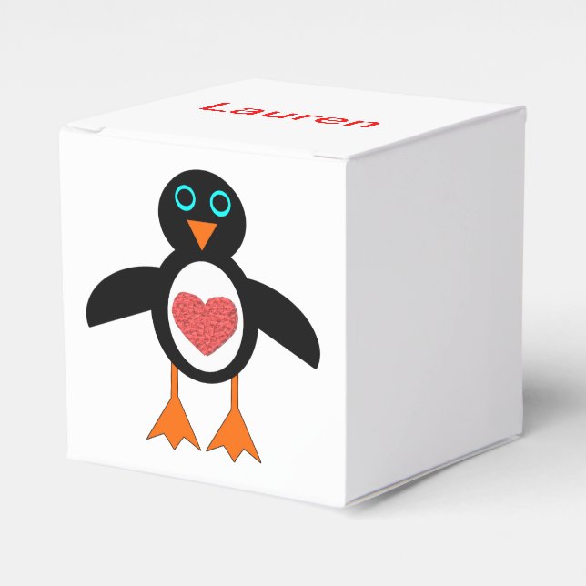 Caixa de Favoritos Personalizados do Pinguim Coraç (Frente)
